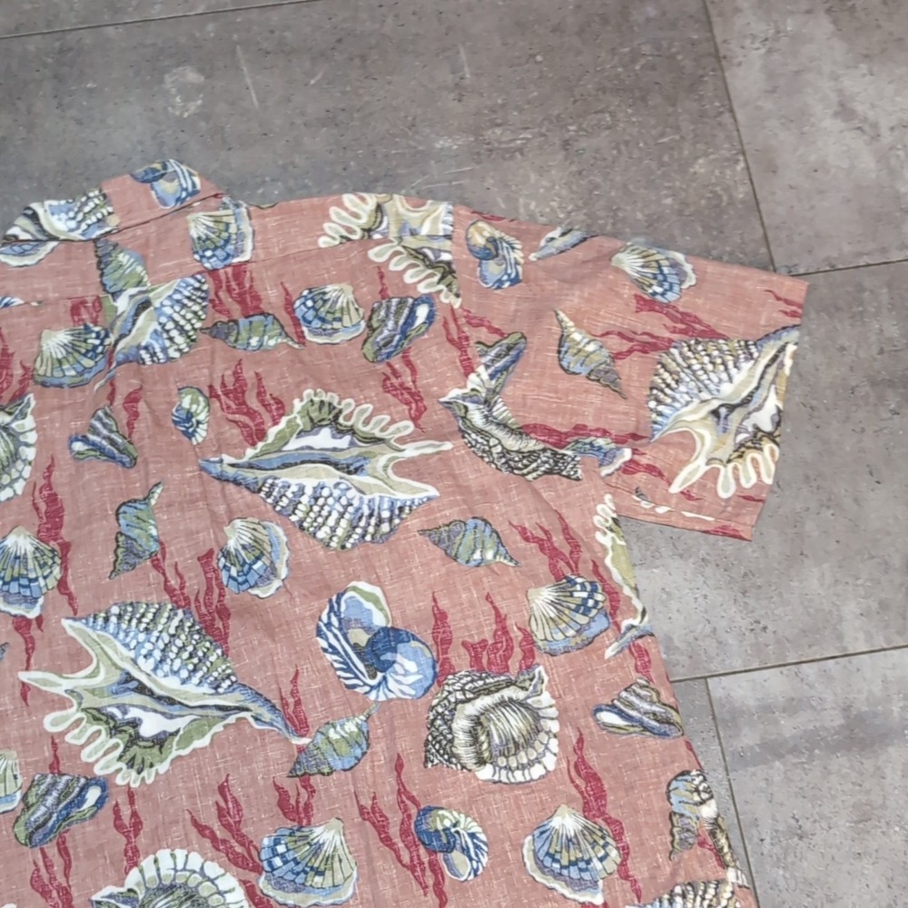 Reyn Spooner Seashell Coral Hawaiian Shirt Men's XL Salmon Short Sleeve Button - Picture 10 of 10